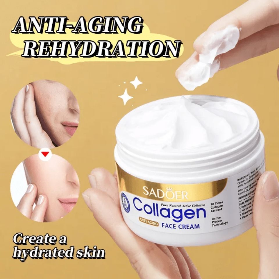 Sadoer Collagen 4 Pieces, Collagen Anti Aging Serum + Anti Aging Cream + Anti Aging Facial Cleanser + Cleansing Soap, Can add Vitramin C to the Routine, For Antiwrinkles, Moisturizing, soothing