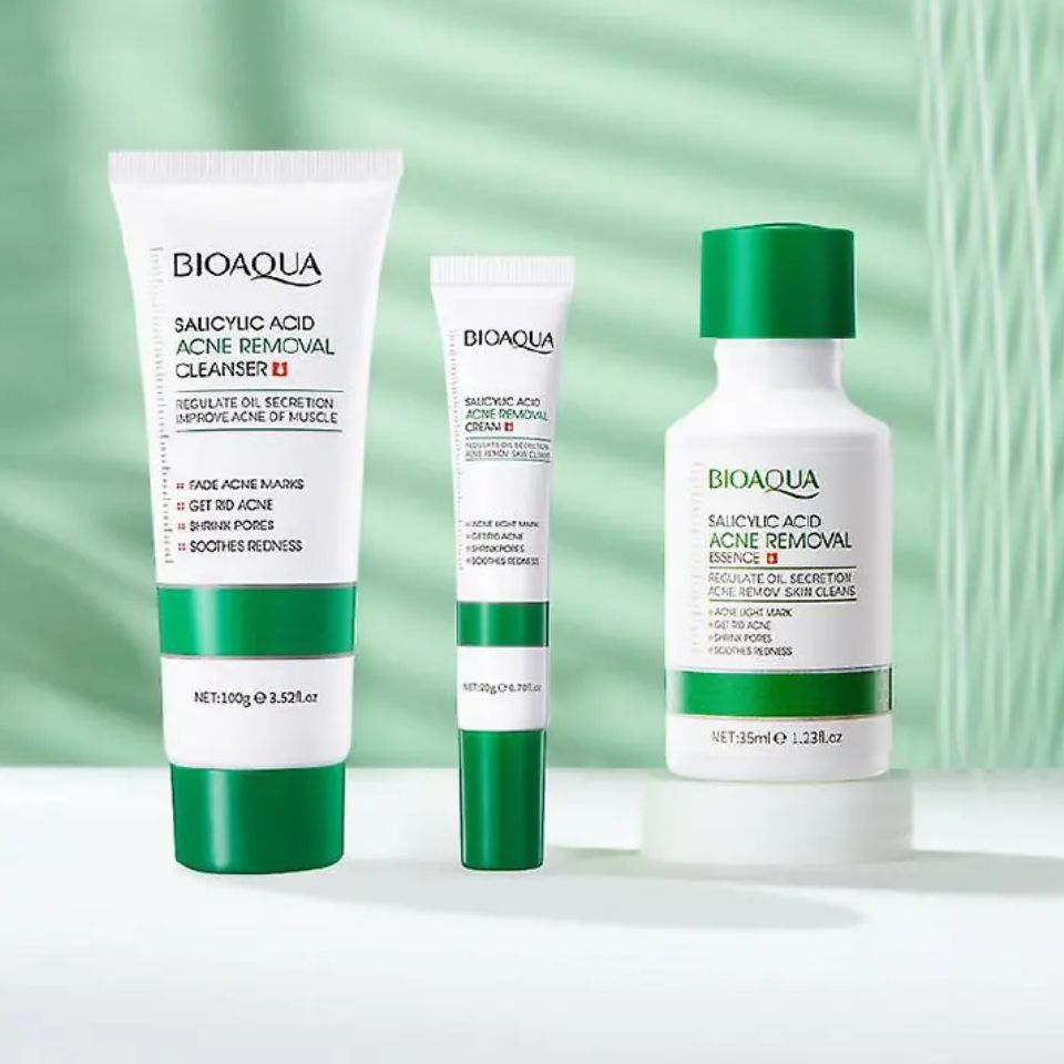 3 Pieces, Salicylic Acid Cleanser + Salicylic Acne Removal Cream (20g) + Salicylic Acid Acne Removal Essence, Shrink Pores, Eliminate Pimples, Can combine With Vitamin C, Regulate Oil Secretion, Clean