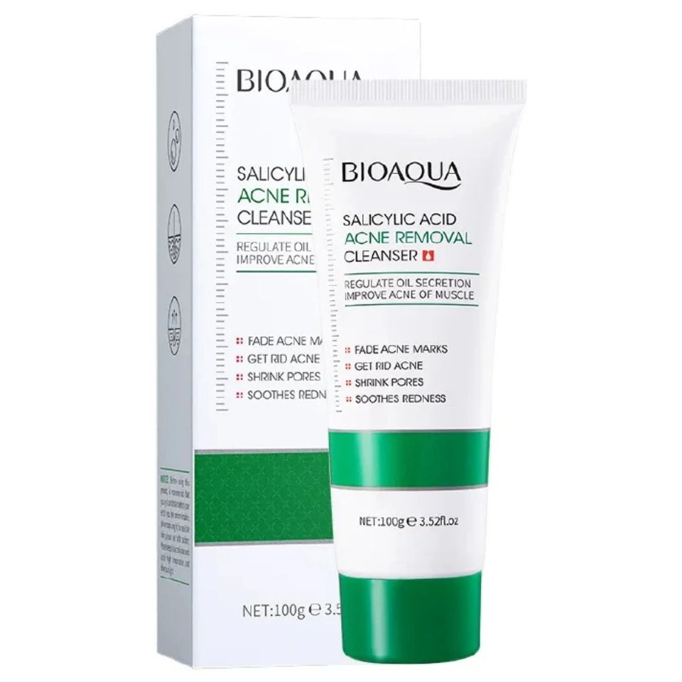 2 in 1 Vitamin C Face Brightening Face Cleanser + Salicylic Acid Acne Removal Cleanser, Regulates Oil Secretion Eliminating Pimples, Black Heads, Pimples, Acne , Fades Acne Marks, Brightens Face