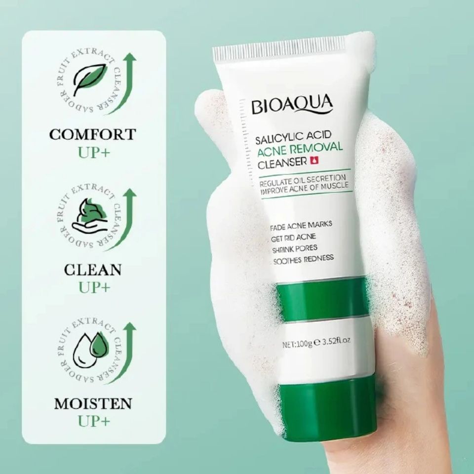 2 in 1 Vitamin C Face Brightening Face Cleanser + Salicylic Acid Acne Removal Cleanser, Regulates Oil Secretion Eliminating Pimples, Black Heads, Pimples, Acne , Fades Acne Marks, Brightens Face