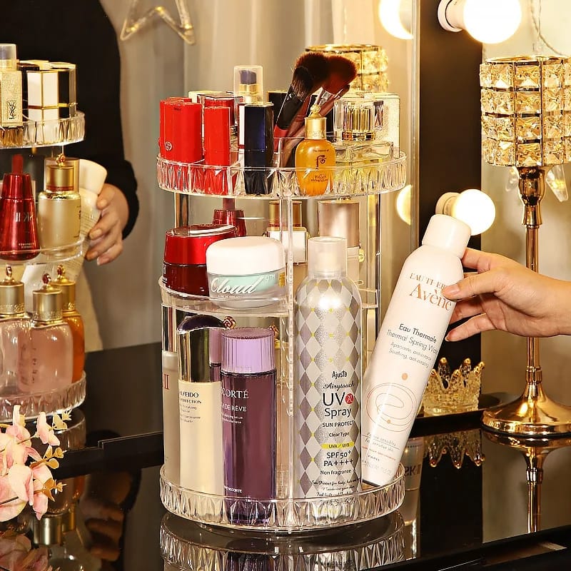 Acrylic home rotating cosmetic organizer .size 32cmx24cm