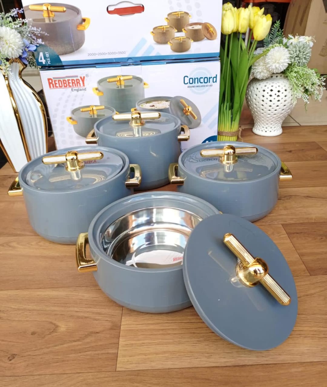 Set of 4pcs unique and classy high quality insulated concord family hotpots for hot and fresh meals