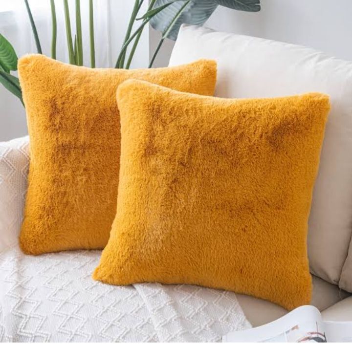 Set of 6pcs classy Rabbit fur smooth throw pillows cases