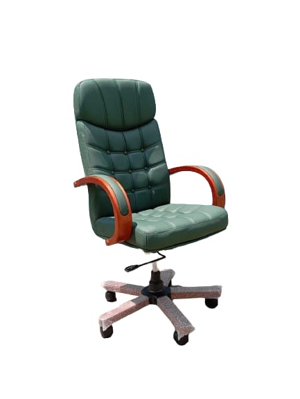 Adjustable height High back Executive office leather chair with moveable/rolling wheels