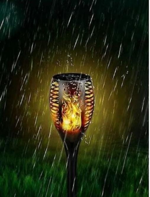 3pcs Waterproof solar powered flame garden light....automatic light sensor