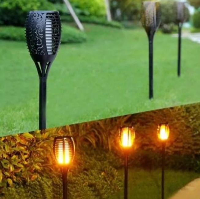 3pcs Waterproof solar powered flame garden light....automatic light sensor