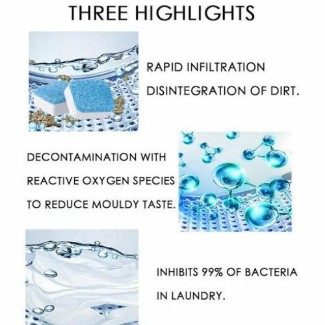 WASHING MACHINE CLEANER 24 PCS CLEANING TABLETS (2 BOXES) - WASHING MACHINE EFFERVESCENT CLEANING TABLETS
