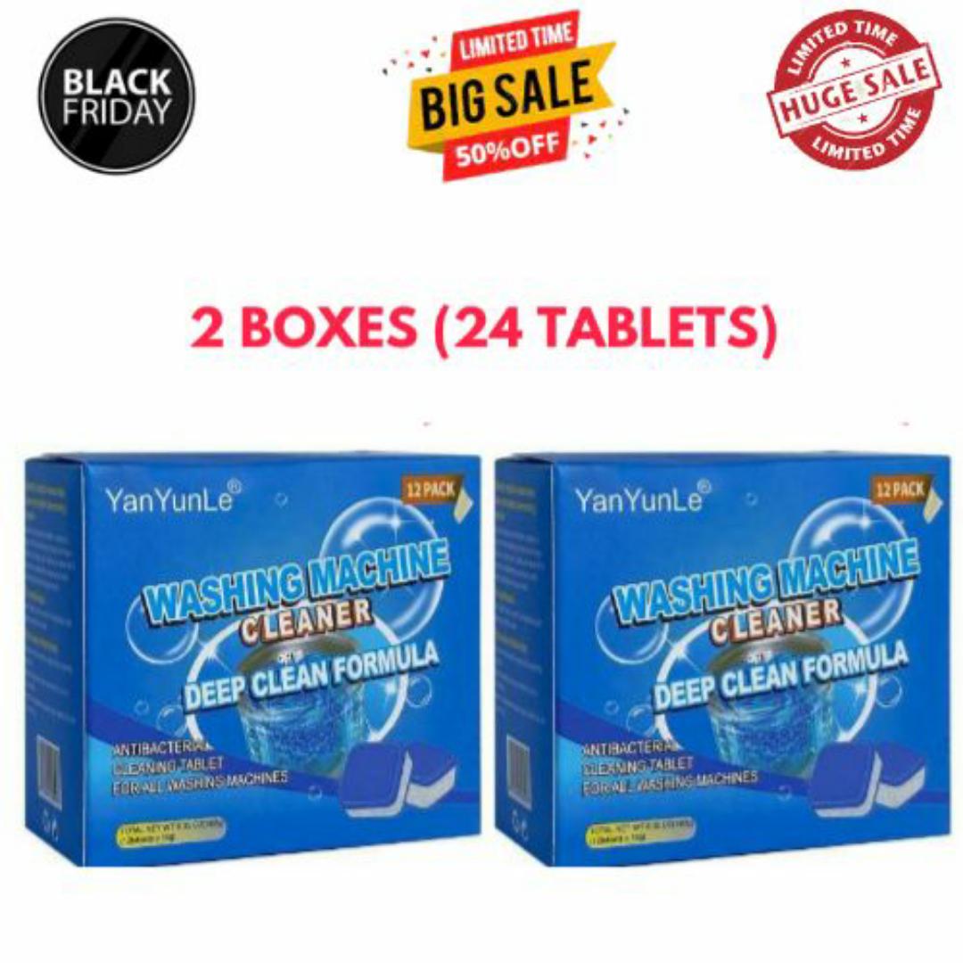 WASHING MACHINE CLEANER 24 PCS CLEANING TABLETS (2 BOXES) - WASHING MACHINE EFFERVESCENT CLEANING TABLETS