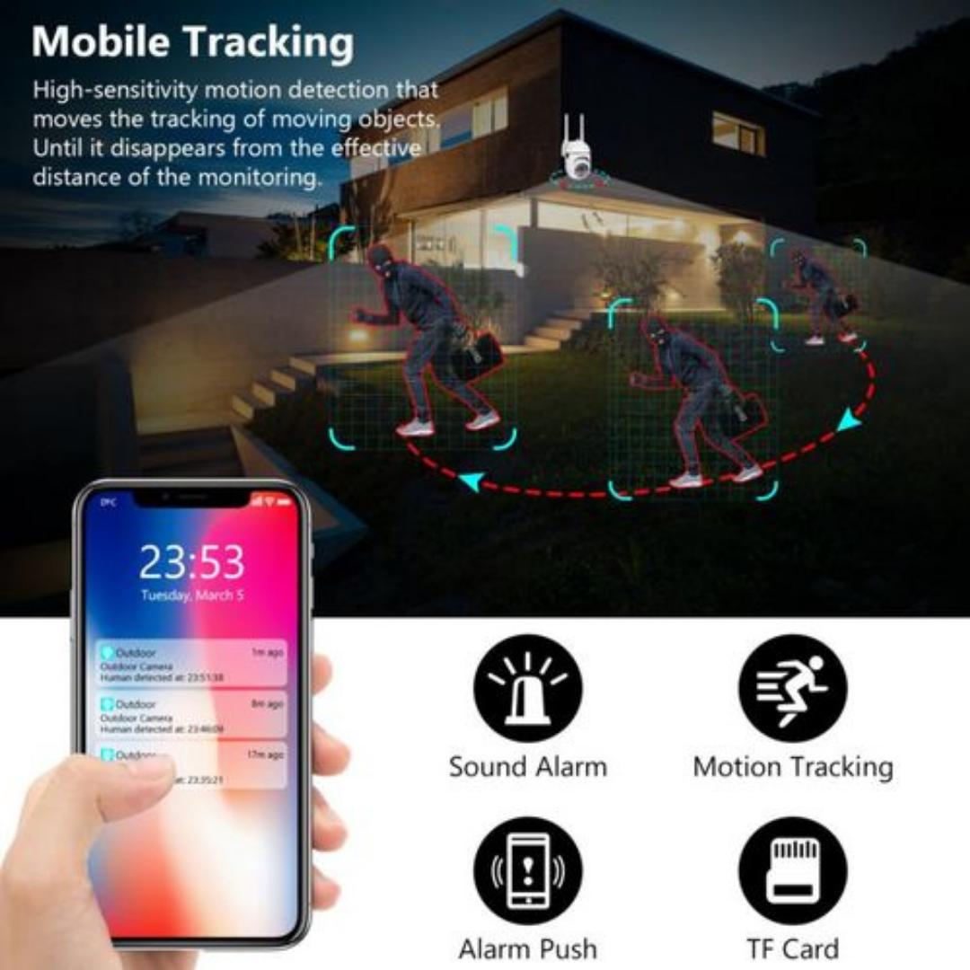 360 PTZ WIRELESS INDOOR OUTDOOR SMART WIFI IP CCTV SECURITY CAMERA AUTO TRACKING ROTATION
