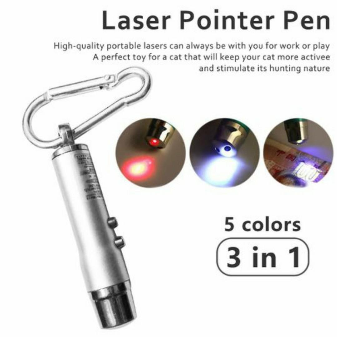 CAT TEASER TRAINER LASER LIGHT PEN KEYCHAIN (6 in 1) Flash light, SOS SIGNAL, UV FAKE MONEY DETECTOR