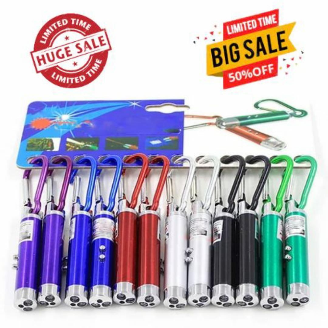CAT TEASER TRAINER LASER LIGHT PEN KEYCHAIN (6 in 1) Flash light, SOS SIGNAL, UV FAKE MONEY DETECTOR