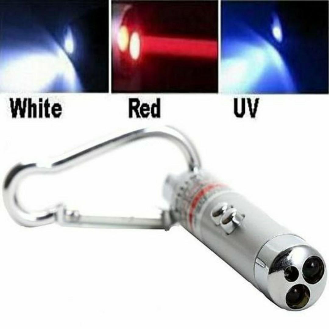 CAT TEASER TRAINER LASER LIGHT PEN KEYCHAIN (6 in 1) Flash light, SOS SIGNAL, UV FAKE MONEY DETECTOR