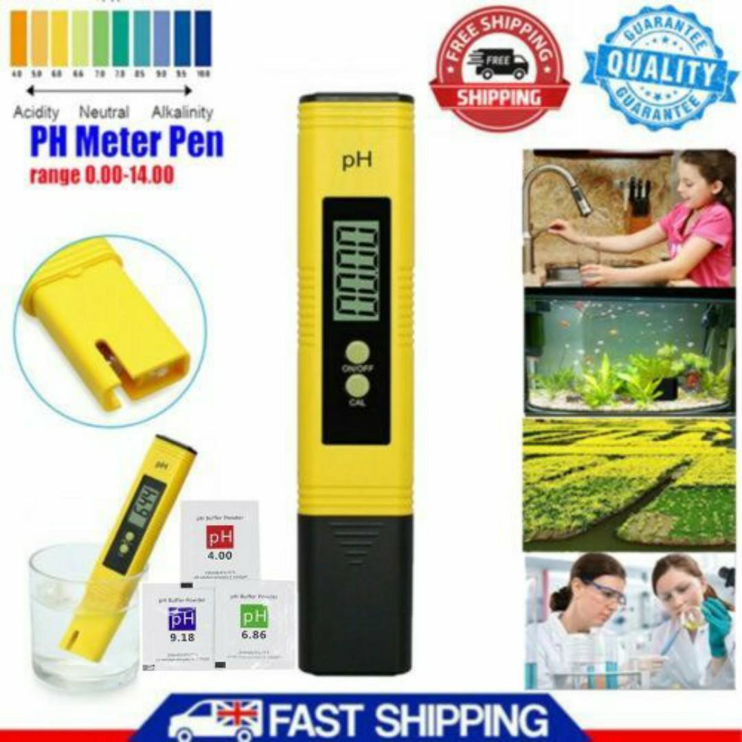 PH METER FOR FISH POND AQUARIUM WATER QUALITY TESTING FREE BATTERIES INCLUDED + CALIBARATION BUFFER POWDERS