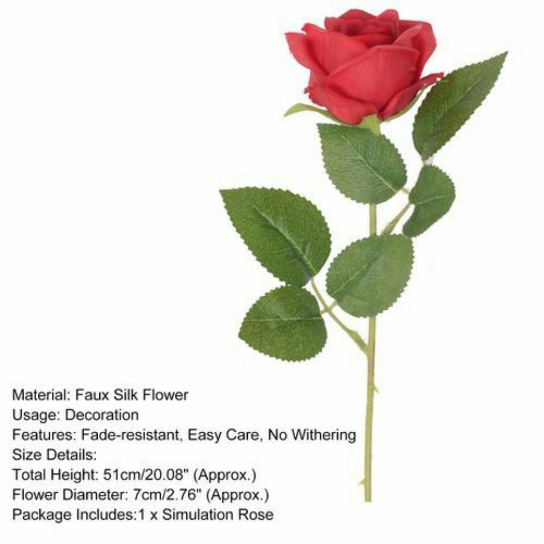 1PC VALENTINE FLOWER GIFT ARTIFICIAL RED ROSE FLOWER FOR MEN WOMEN - LATEX (REALISTIC LOOK, TOUCH AND FEEL)