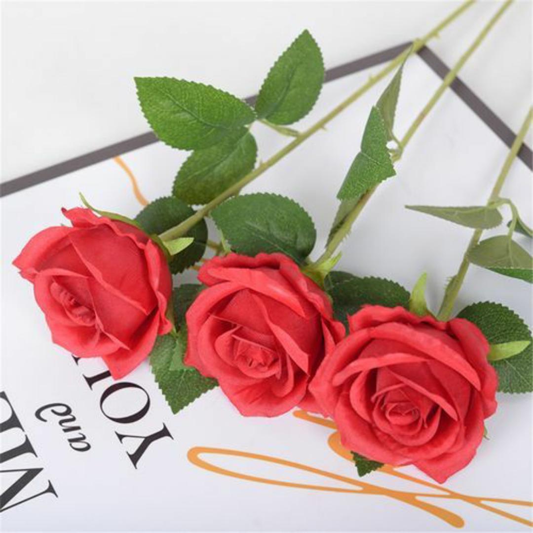 1PC VALENTINE FLOWER GIFT ARTIFICIAL RED ROSE FLOWER FOR MEN WOMEN - LATEX (REALISTIC LOOK, TOUCH AND FEEL)