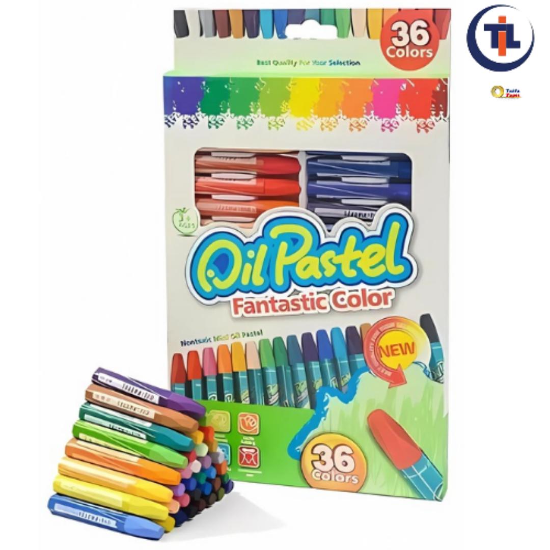 CRAYONS 36 COLOURS SET DRAWING COLOURING SCHOOL ART OIL PASTEL - PREMIUM QUALITY