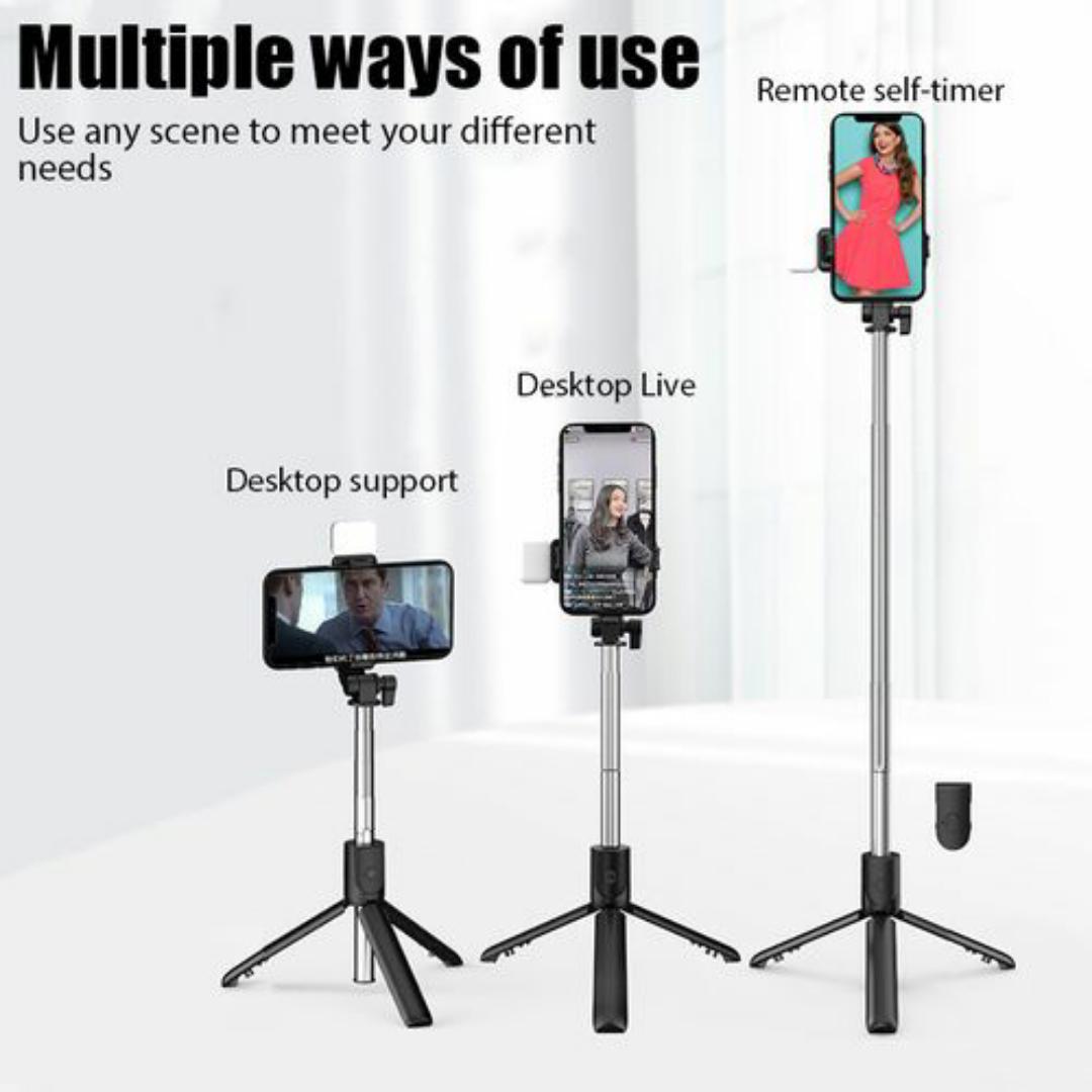ADJUSTABLE PHONE CAMERA TRIPOD STAND + Wireless Bluetooth Fill Light for Blogging YouTube video recording