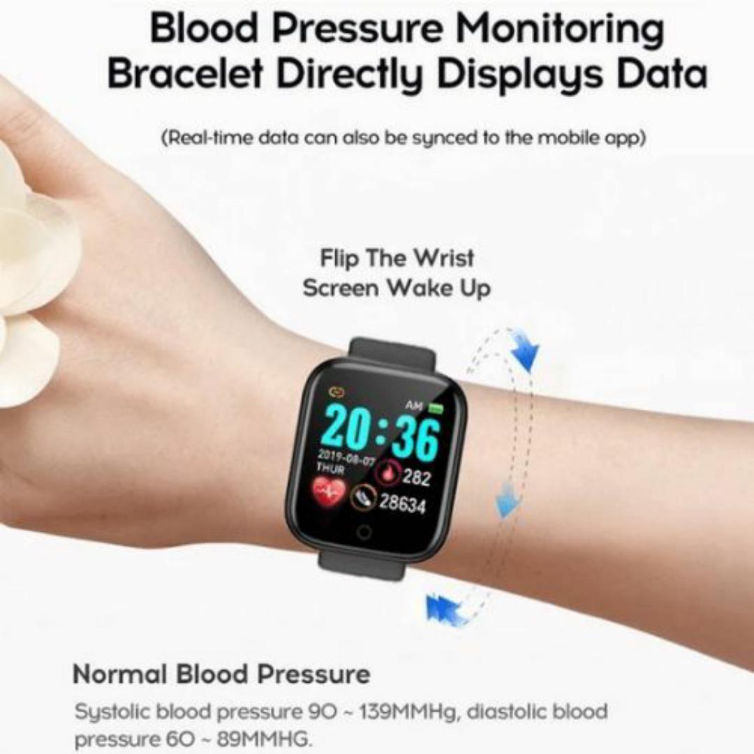 SMART WATCH BLOOD PRESSURE MONITOR HEART RATE MONITOR - USB RECHARGEABLE