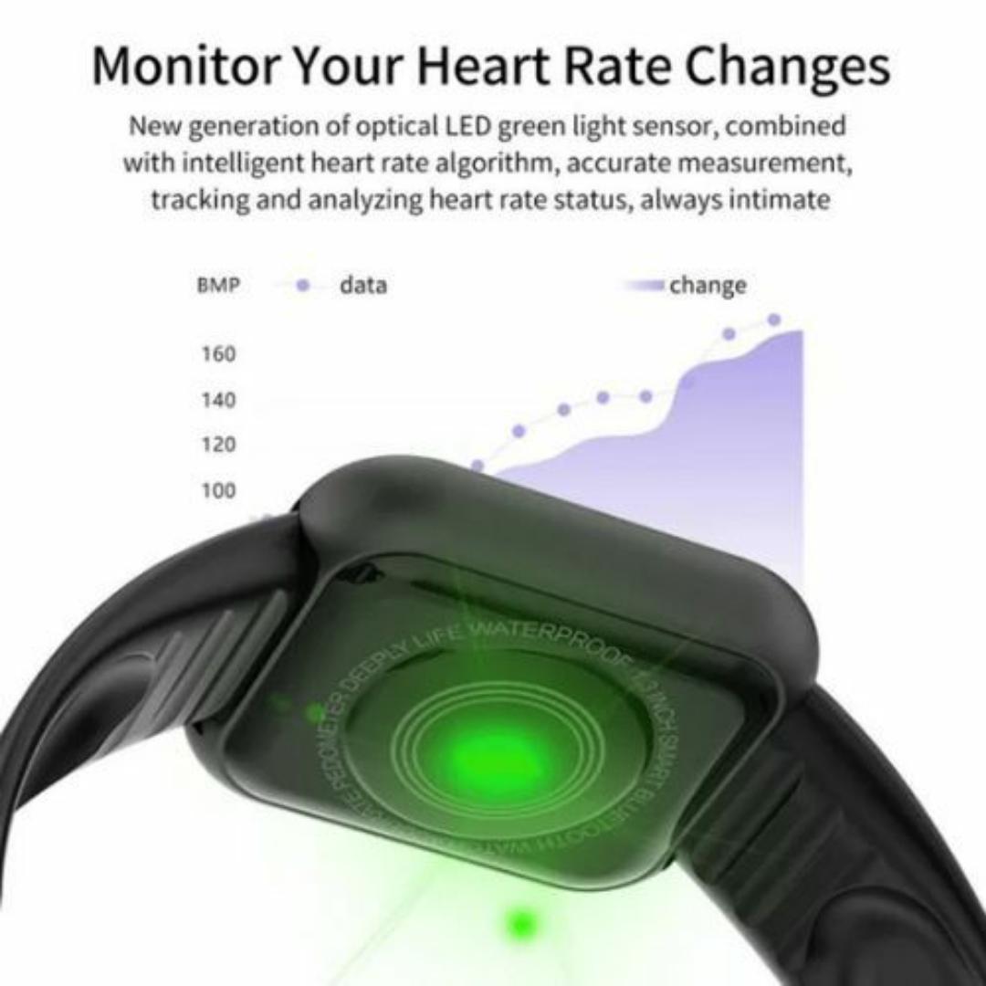 SMART WATCH BLOOD PRESSURE MONITOR HEART RATE MONITOR - USB RECHARGEABLE