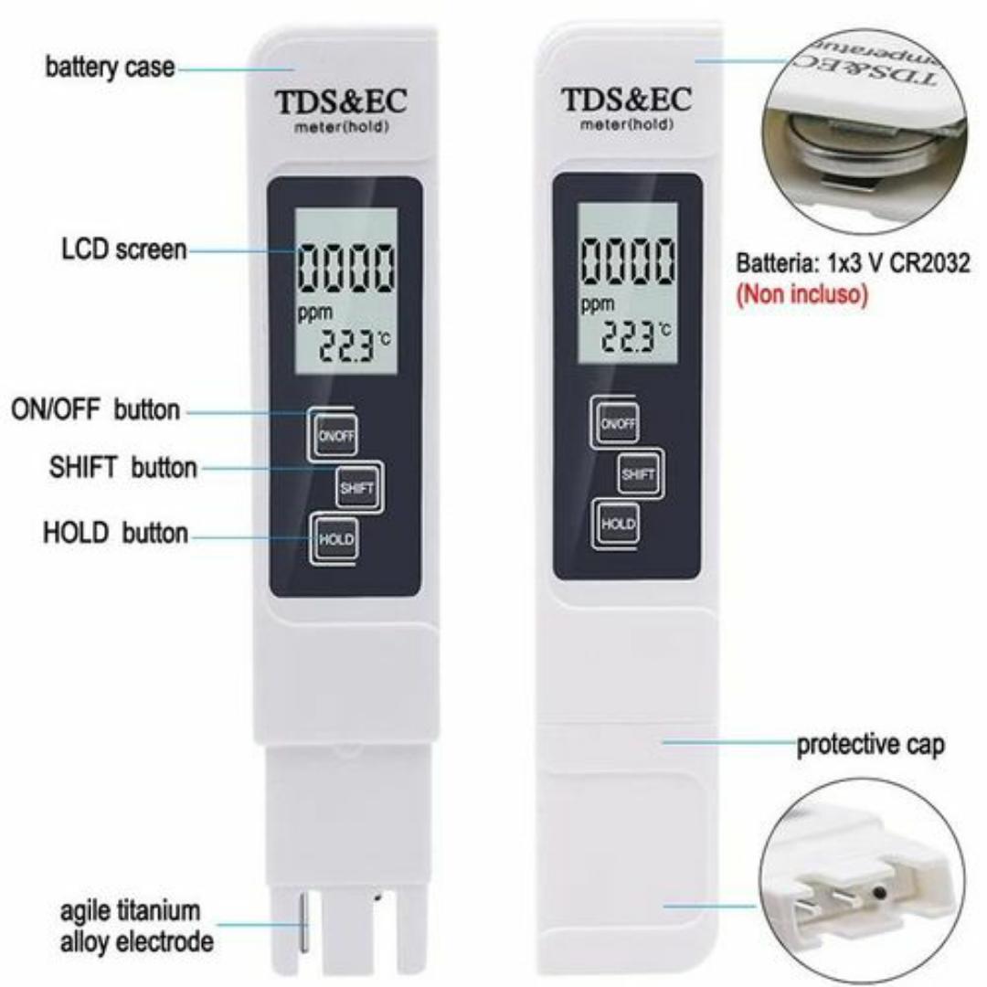 TDS Meter Digital Water Tester, 3-in-1 TDS, Temperature and EC Meter. Ideal for Drinking Water, Aquariums, Hydroponics