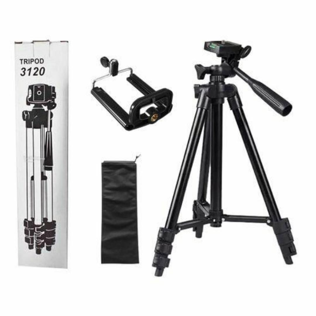 TRIPOD STAND FOR CAMERA & MOBILE PHONES WITH PHONE HOLDER FOR LIVE SELFIE RECORDING - 1.2 Meters Tall Tripod