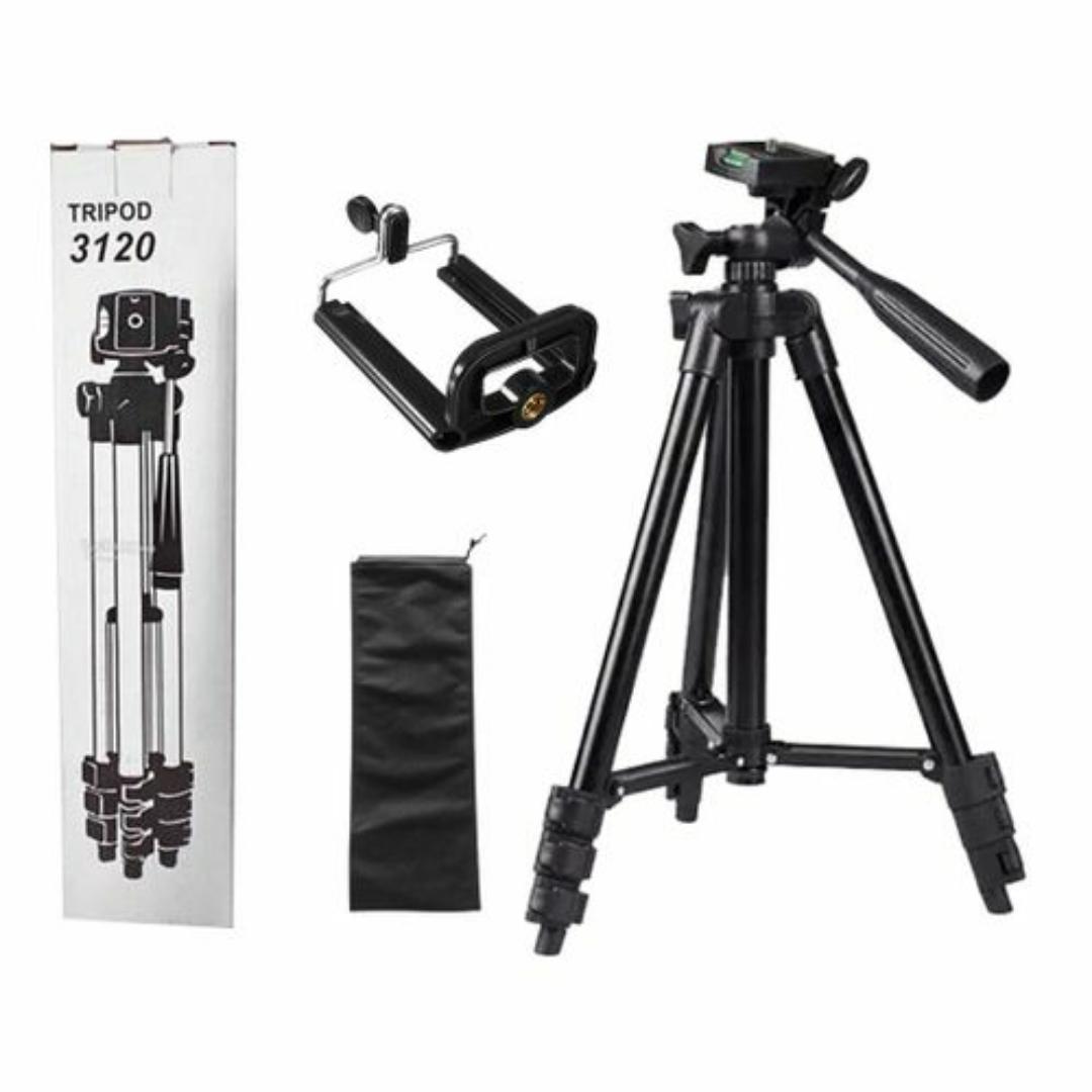 TRIPOD STAND FOR CAMERA & MOBILE PHONES WITH PHONE HOLDER FOR LIVE SELFIE RECORDING - 1.2 Meters Tall Tripod