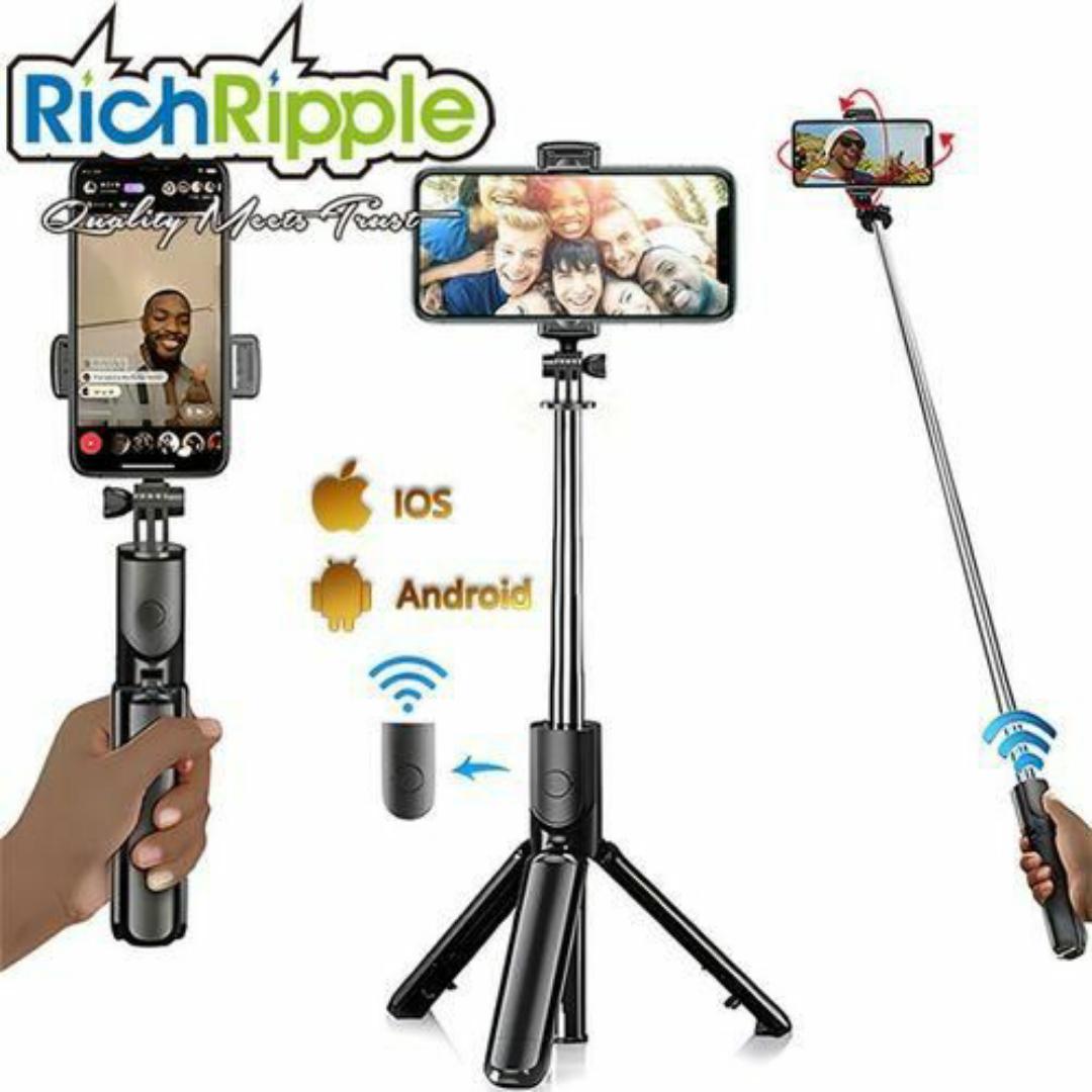 Tripod stand for phones + Wireless Bluetooth Remote For Selfie + Ring Fill Square Light - Professional Studio Live Recording Kit For YouTube, Blogs, Photography