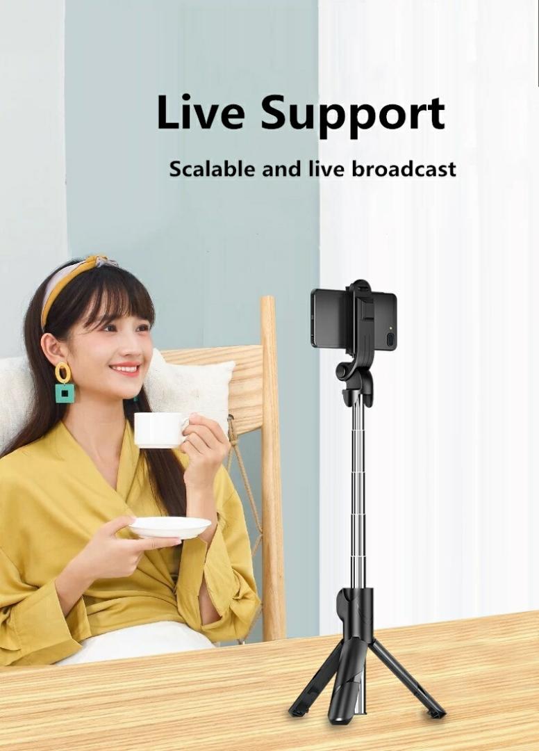 Tripod stand for phones + Wireless Bluetooth Remote For Selfie + Ring Fill Square Light - Professional Studio Live Recording Kit For YouTube, Blogs, Photography