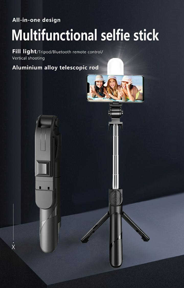 Tripod stand for phones + Wireless Bluetooth Remote For Selfie + Ring Fill Square Light - Professional Studio Live Recording Kit For YouTube, Blogs, Photography