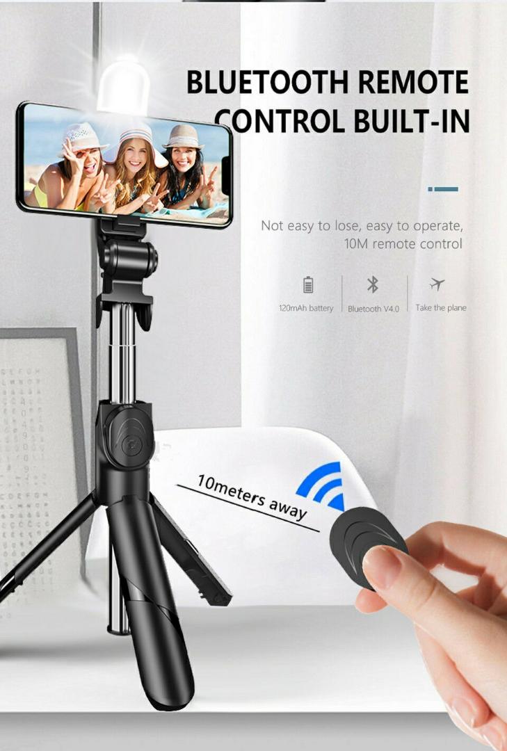 Tripod stand for phones + Wireless Bluetooth Remote For Selfie + Ring Fill Square Light - Professional Studio Live Recording Kit For YouTube, Blogs, Photography