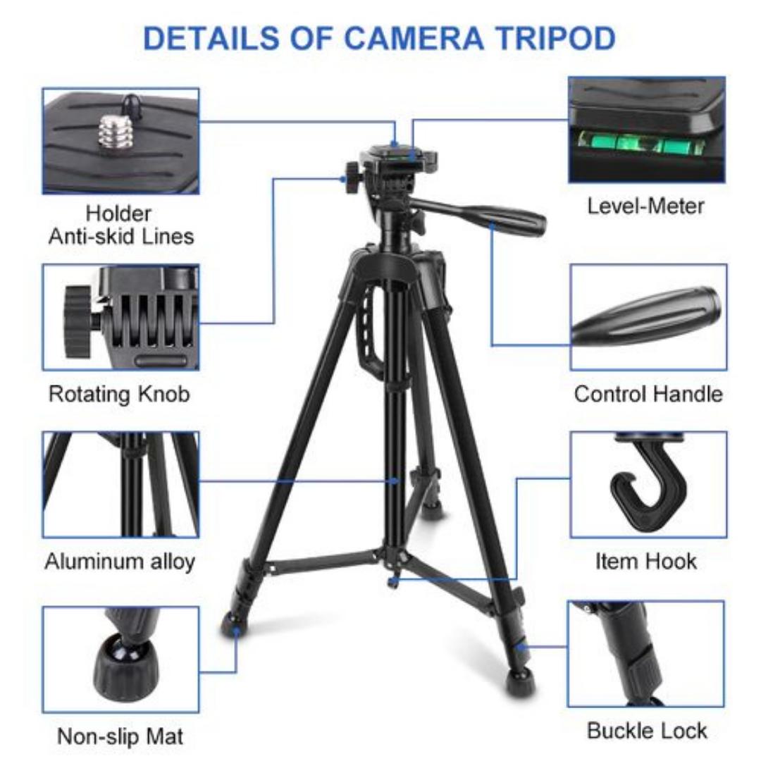 PROFESSIONAL STUDIO CAMERA PHONE TRIPOD STAND + PHONE HOLDER CLIP

FOR SELFIE YOUTUBE LIVE RECORDING & BLOG