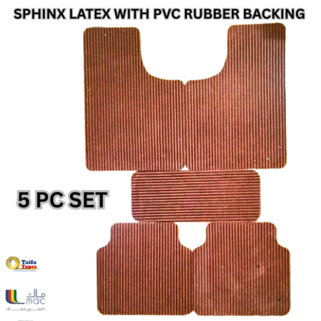 5 PCS SPHINIX LATEX CAR MATS WITH WATERPROOF PVC BACKING – UNIVERSAL FIT CAR MAT