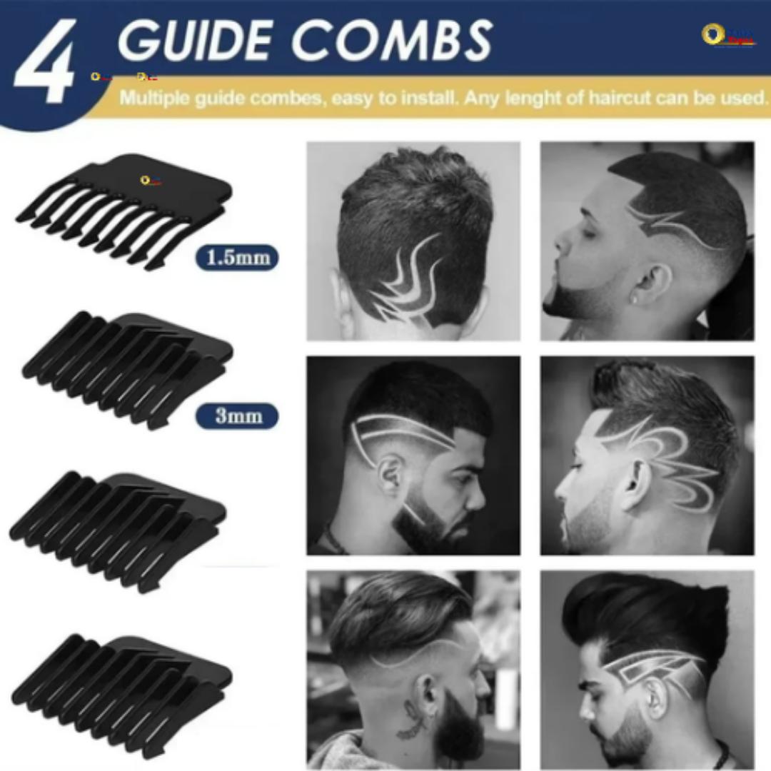Men’s Cordless Hair Trimmer Set – Stylish Clipper with Guide Combs & USB Charger