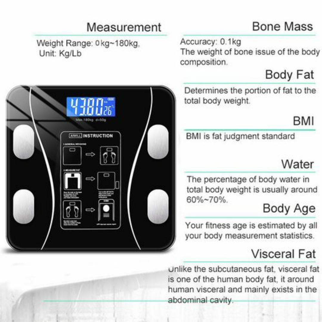 SMART WEIGHING SCALE DIGITAL MACHINE INTELLIGENT BMI BODY FAT SCALE WITH BLUETOOTH APP (OKOK) - 18 Multi Metrics Fitness Tracker