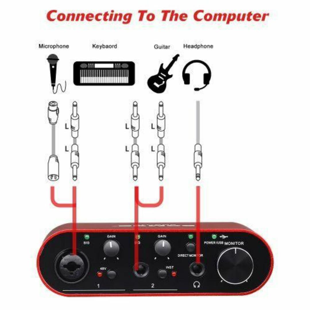 BOMGE BMG-11S USB Audio Interface 24-Bit/192kHz – Pro Studio Sound for Musicians & Podcasters