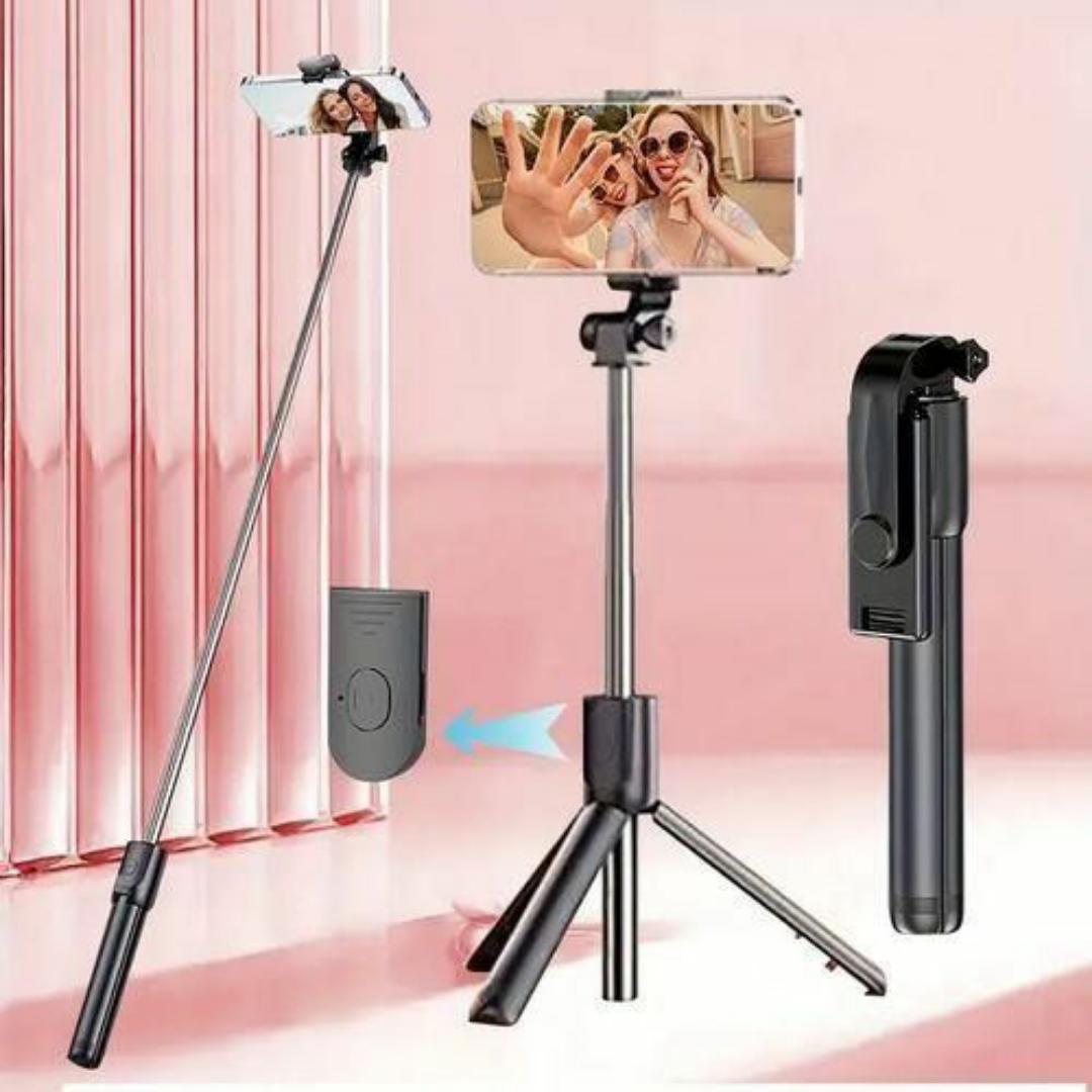 3-in-1 Selfie Stick Phone Camera Tripod Stand with Bluetooth Remote & Ring Light - 360° Rotating Phone Holder - Lightweight, Foldable & Durable – Ideal for Travel, Vlogging & Live Streaming