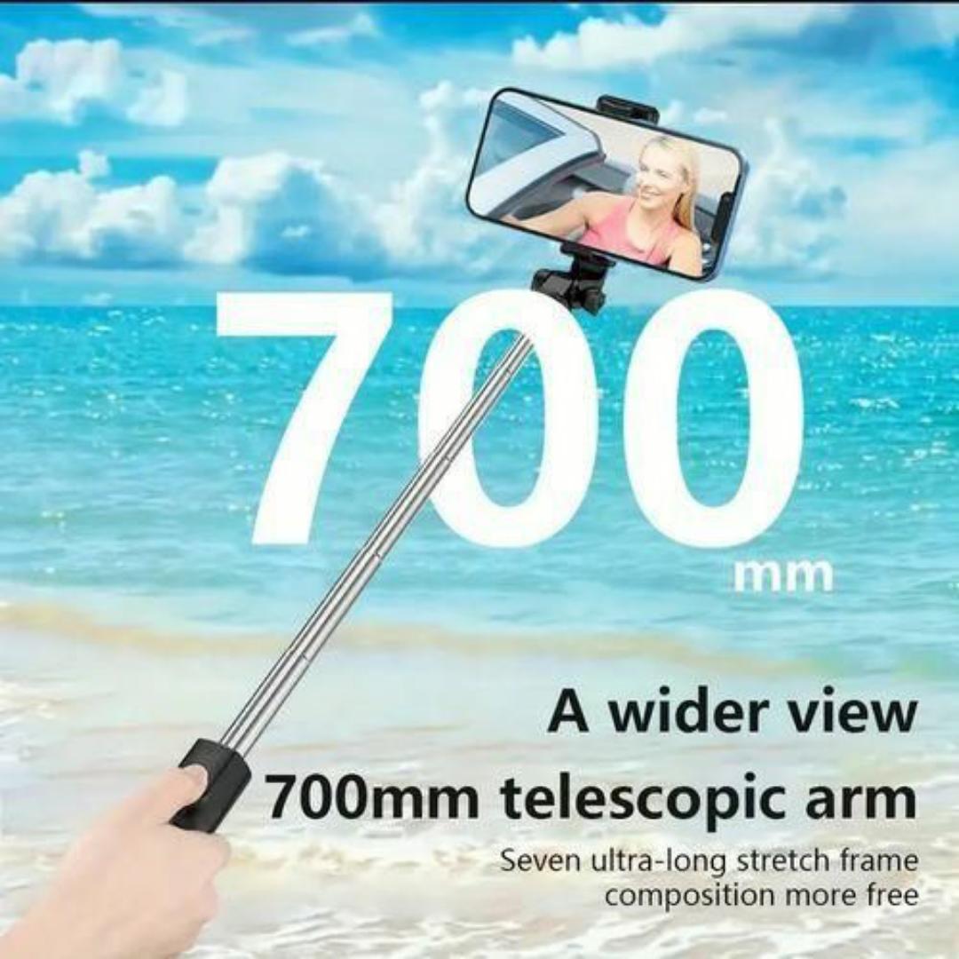3-in-1 Selfie Stick Phone Camera Tripod Stand with Bluetooth Remote & Ring Light - 360° Rotating Phone Holder - Lightweight, Foldable & Durable – Ideal for Travel, Vlogging & Live Streaming