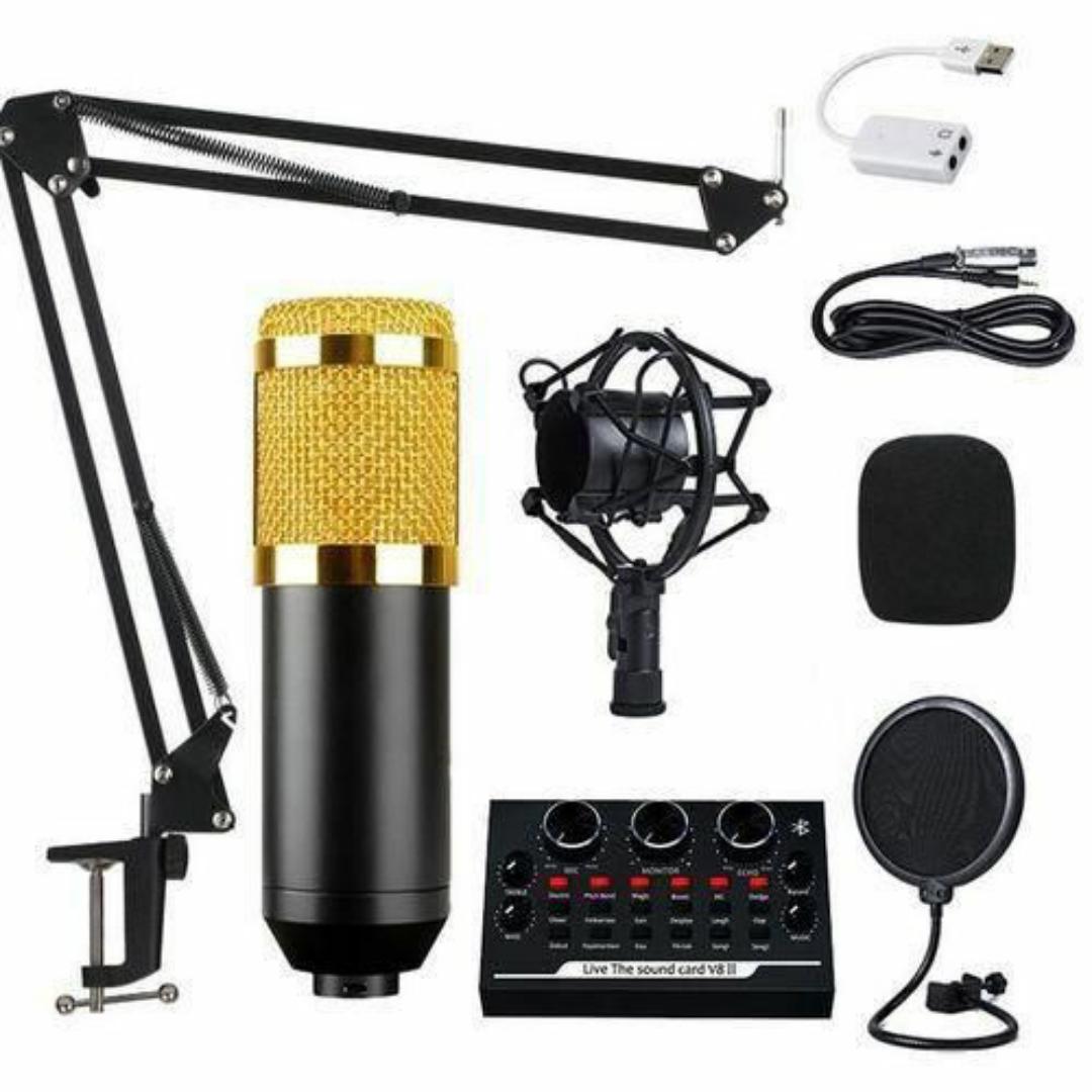V8 Sound Card & BM800 Microphone Kit – Pro Studio Setup for Podcasts, Music & Live Streaming