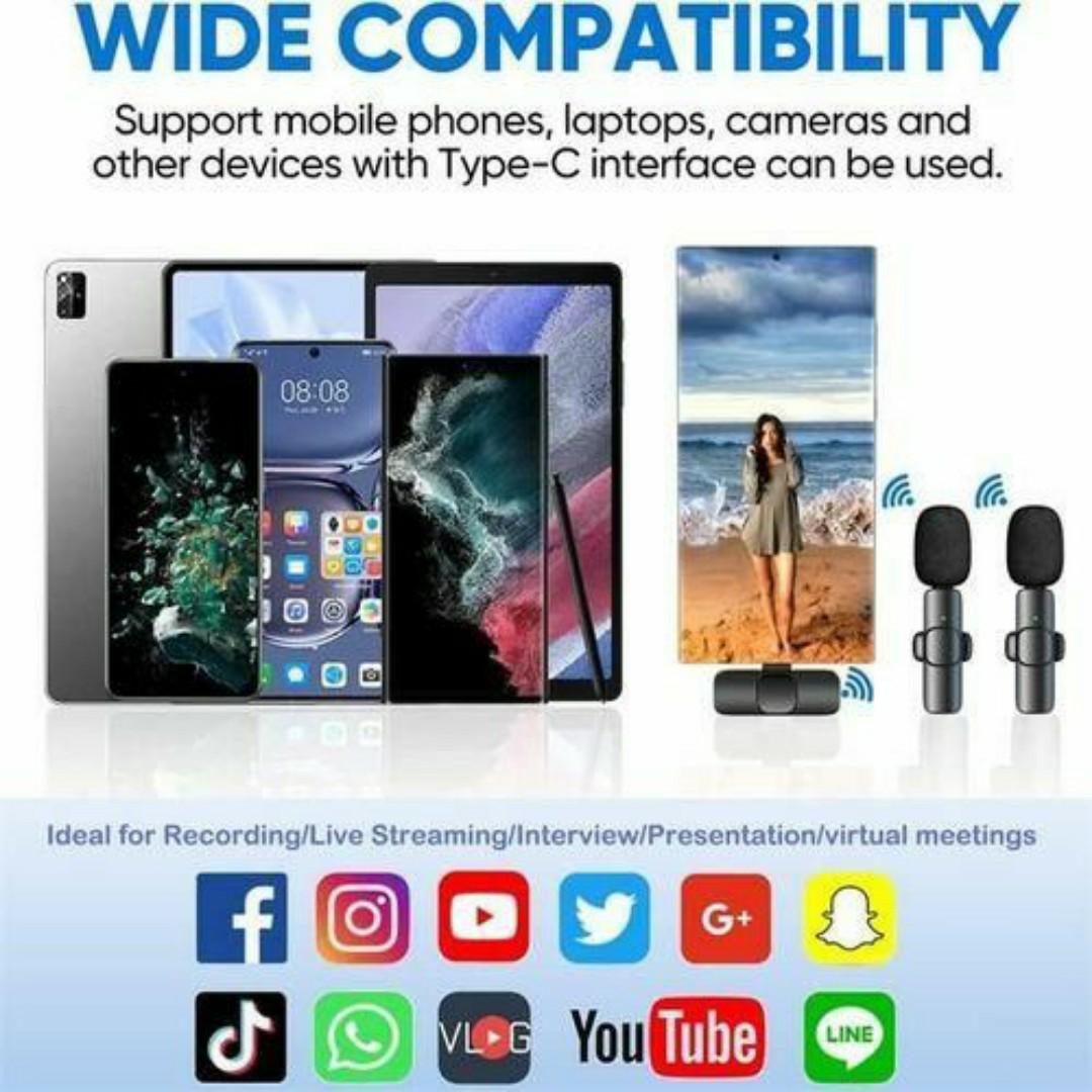 Wireless Lavalier Mini Microphone Duo Mic with USB-C & Lightning - Crystal Clear Audio for Vlogging, Interviews & Online Content