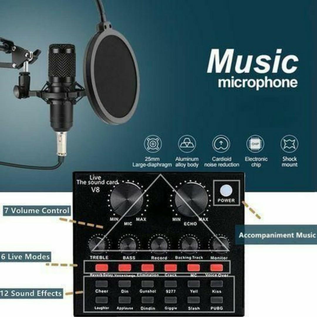 V8 Sound Card for Studio Recording & Streaming – 7-Mode Audio Mixer, Mobile & PC Compatible, Ideal for Karaoke, YouTube, Live Recording & Podcasts