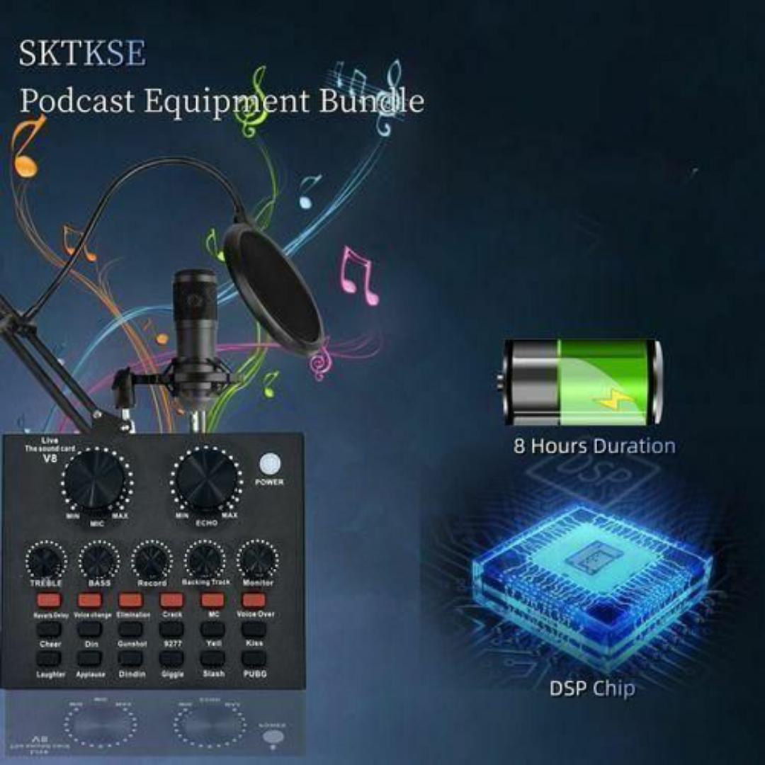 V8 Sound Card for Studio Recording & Streaming – 7-Mode Audio Mixer, Mobile & PC Compatible, Ideal for Karaoke, YouTube, Live Recording & Podcasts