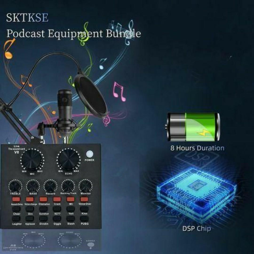 V8 Sound Card for Recording & Streaming – 7-Mode Audio Mixer, Mobile & PC Computer, laptop Compatible, Ideal for Karaoke, YouTube & Podcasts