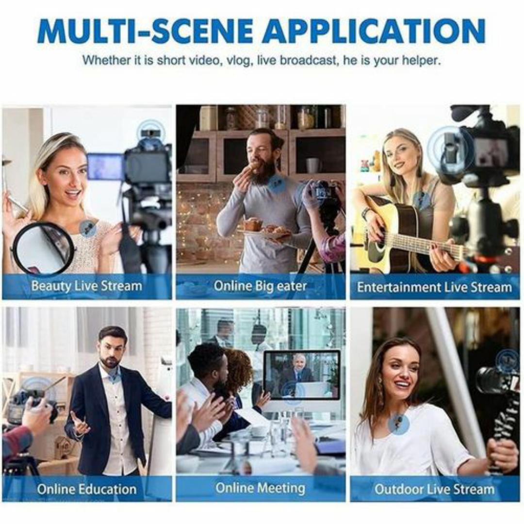 Wireless Lavalier Microphone Duo with USB-C & Lightning - Crystal Clear Audio for Vlogging, Interviews & Online Conten