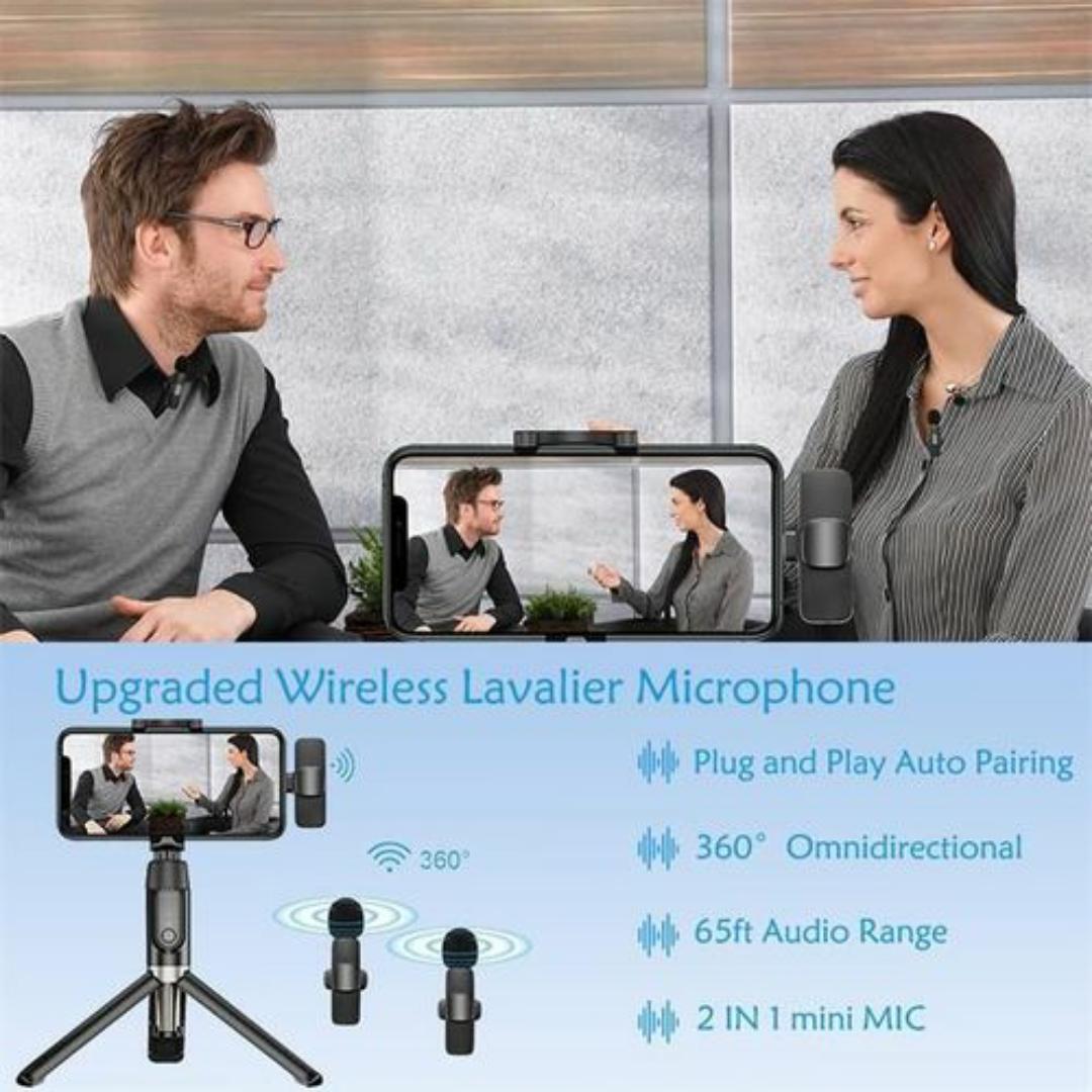 Wireless Lavalier Microphone Duo with USB-C & Lightning - Crystal Clear Audio for Vlogging, Interviews & Online Conten
