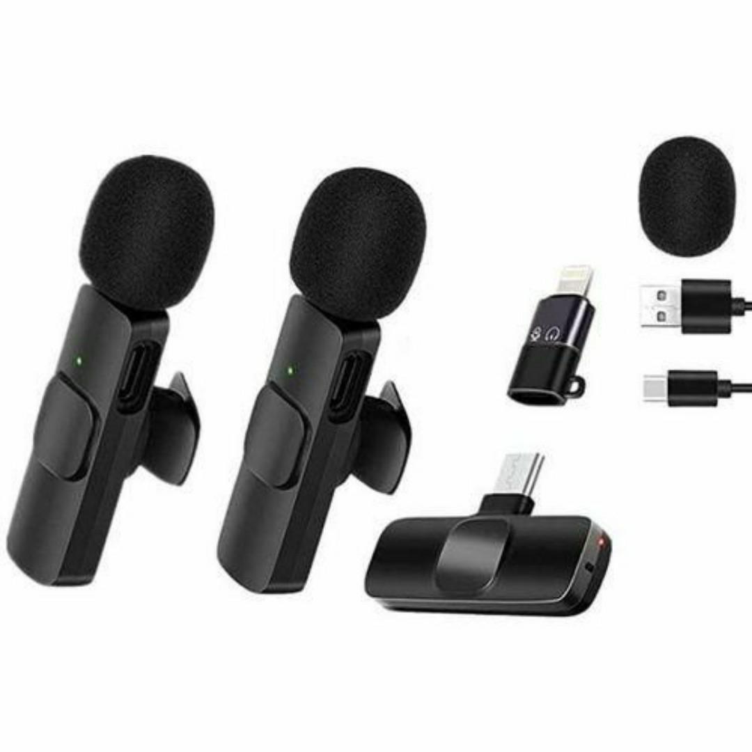 Wireless Lavalier Microphone Duo with USB-C & Lightning - Crystal Clear Audio for Vlogging, Interviews & Online Conten