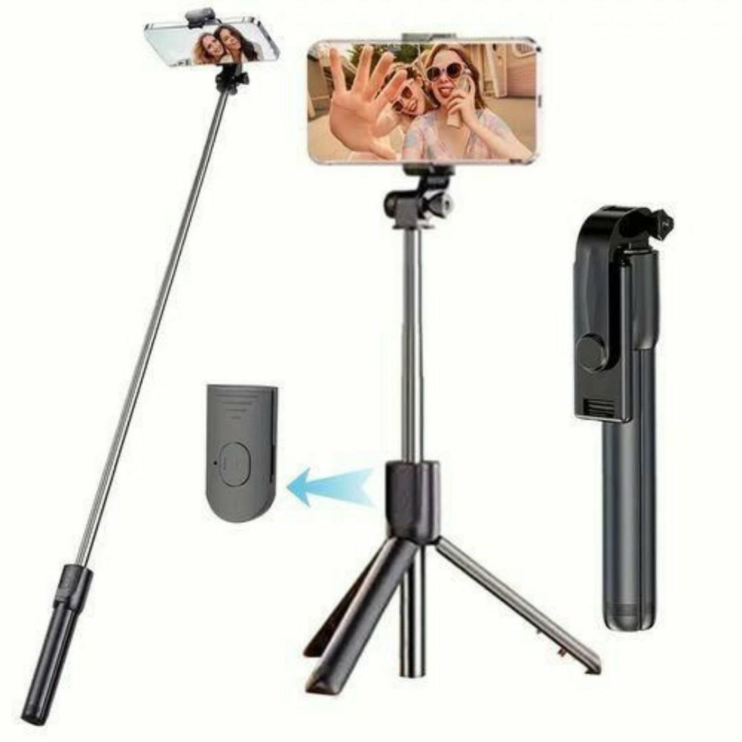 ADJUSTABLE PHONE CAMERA TRIPOD STAND + Wireless Bluetooth Remote for Selfie Blogging YouTube video recording, podcast & blogging -3-in-1 Selfie Stick Tripod Stand - 360° Rotating Phone Holder