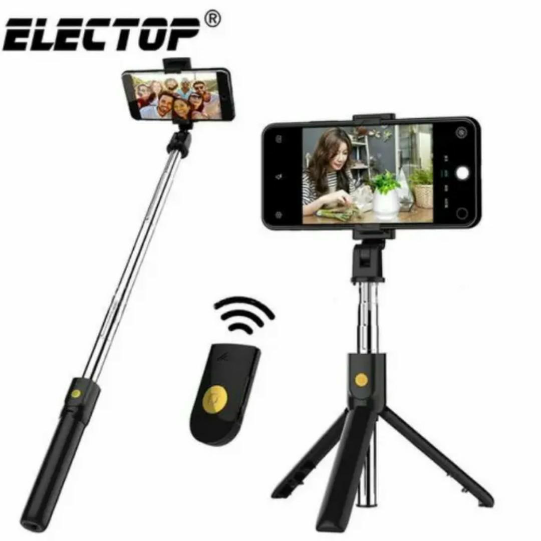ADJUSTABLE PHONE CAMERA TRIPOD STAND + Wireless Bluetooth Remote for Selfie Blogging YouTube video recording, podcast & blogging -3-in-1 Selfie Stick Tripod Stand - 360° Rotating Phone Holder
