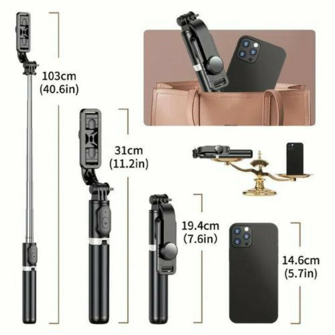 ADJUSTABLE PHONE CAMERA TRIPOD STAND + Wireless Bluetooth Remote for Selfie Blogging YouTube video recording, podcast & blogging -3-in-1 Selfie Stick Tripod Stand - 360° Rotating Phone Holder