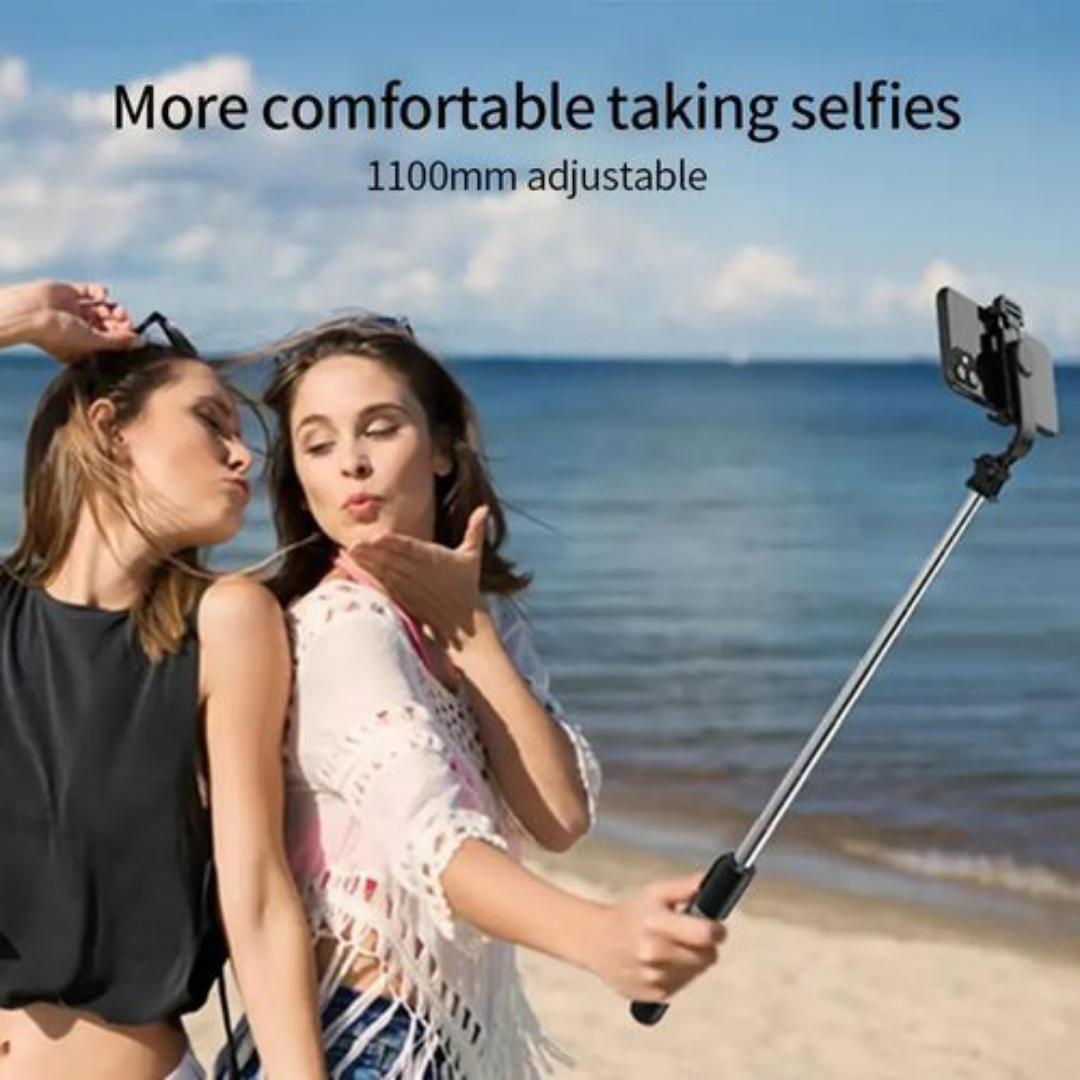 TRIPOD STAND FOR CAMERA & MOBILE PHONES WITH USB RECHARGEABLE BLUETOOTH REMOTE FOR SELFIE LIVE SELFIE RECORDING
