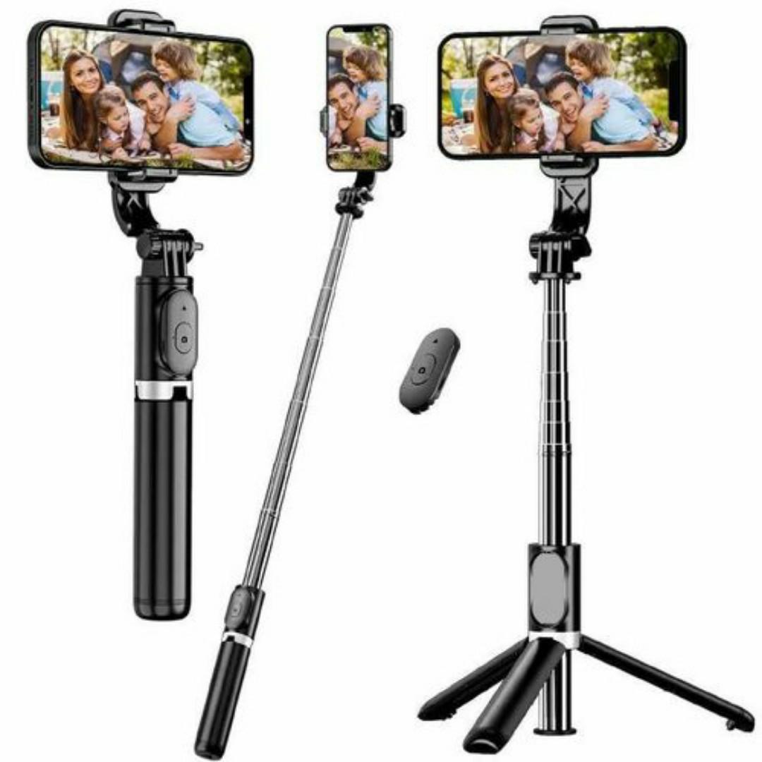 TRIPOD STAND FOR CAMERA & MOBILE PHONES WITH USB RECHARGEABLE BLUETOOTH REMOTE FOR SELFIE LIVE SELFIE RECORDING